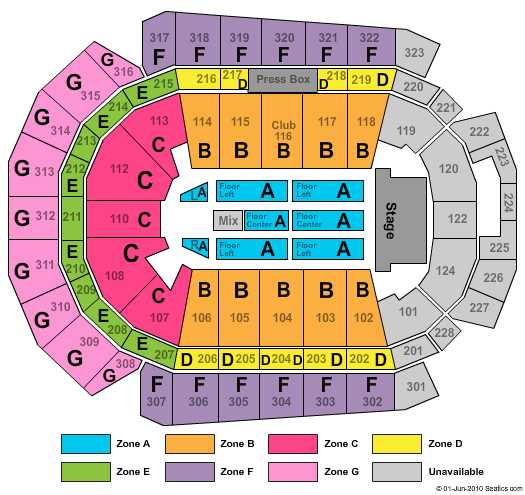 Wells Fargo Arena - IA End Stage Zone Seating Chart